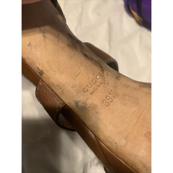 Gucci Authentic Solid Brown Leather Horsebit T Strap High Heels Sandals 9.5 - Picture 8 of 8